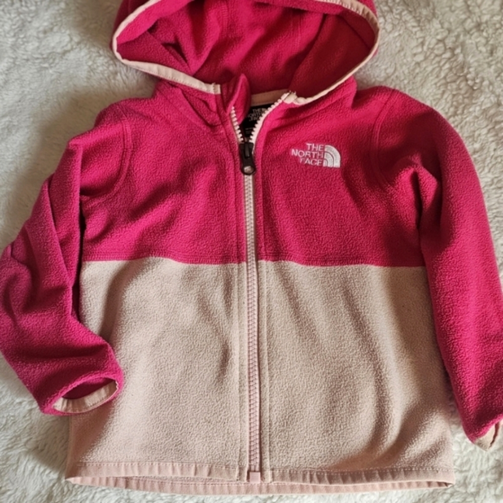 The North Face Kids Pink and Cream Fleece Hoodie